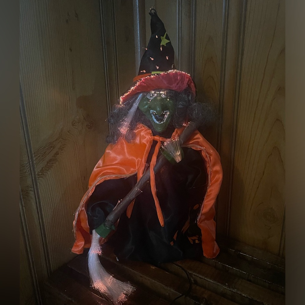 Unique 2001 Fiber Optic LightUp Halloween Witch Decoration, Works Nicely